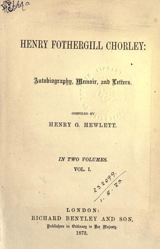 Cover for Henry Fothergill Chorley