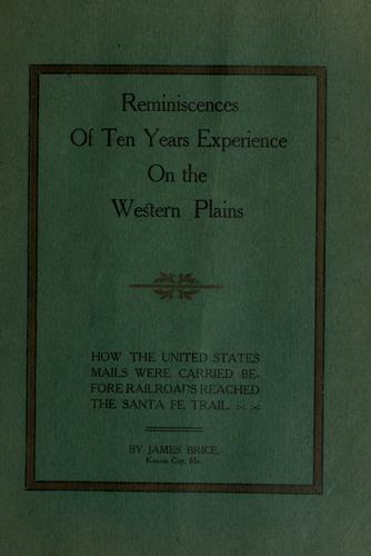 Cover for Reminiscences of ten years experience on the western plains