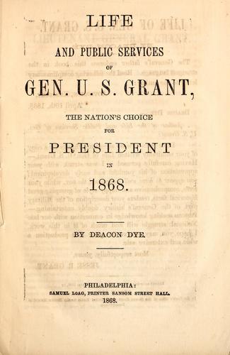 Cover for Life and public services of Gen. U.S. Grant