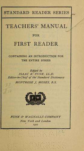 Cover for Teachers' manual for the first reader