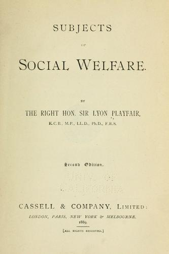 Cover for Subjects of social welfare.