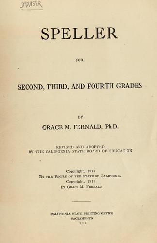 Cover for Speller for second, third, and fourth grades