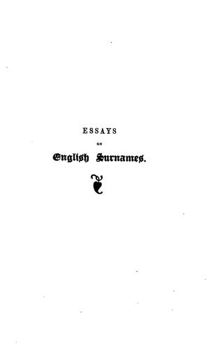 Cover for Fleuron English surnames: essays