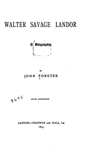 Cover for Walter Savage Landor: A Biography