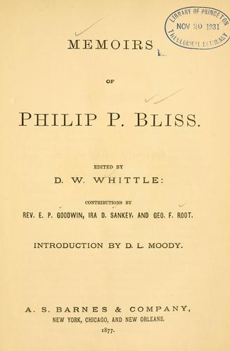 Cover for Memoirs of Philip P. Bliss