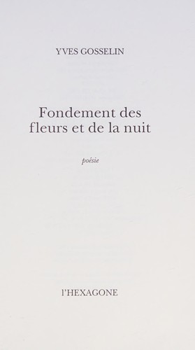 Cover for Fondement des fleurs et de la nuit