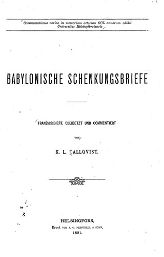 Cover for Babylonische Schenkungsbriefe