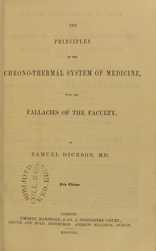 Cover for The principles of the chrono-thermal system of medicine, with the fallacies of the faculty