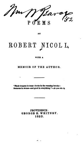 Cover for Poems by Robert Nicoll