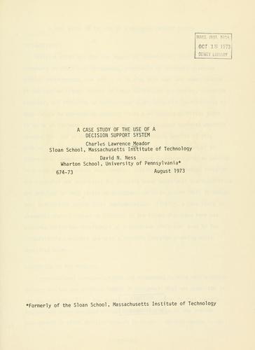 Cover for A case study of the use of a decision support system