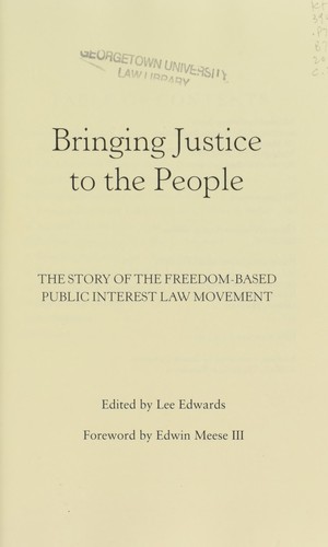 Cover for Bringing justice to the people