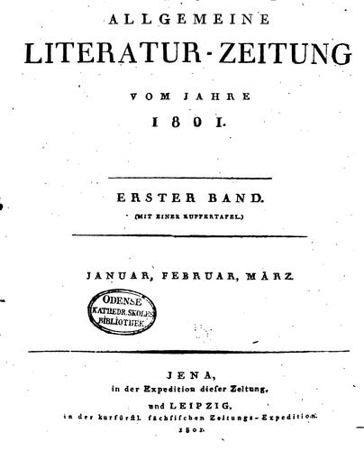 Cover for Allgemeine Literatur-zeitung