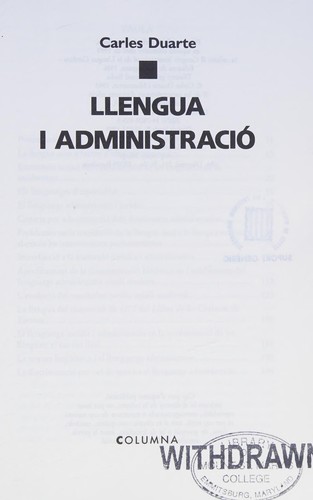 Cover for Llengua i administració