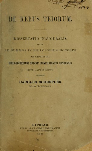 Cover for De rebus Teiorum
