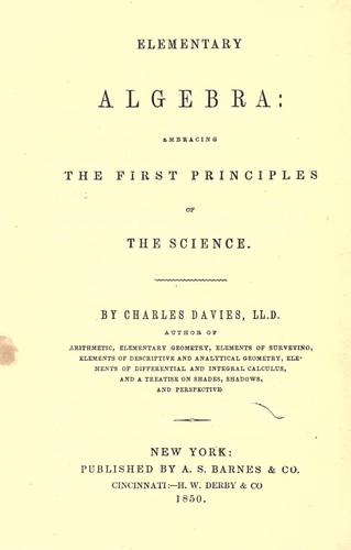 Cover for Elementary algebra