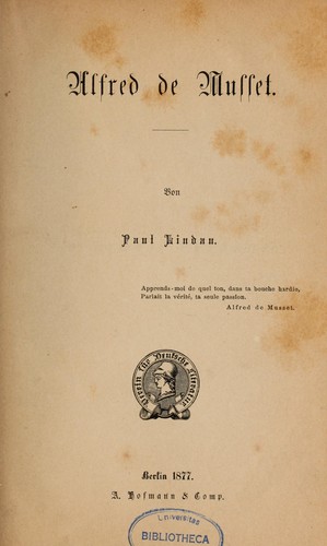 Cover for Alfred de Musset