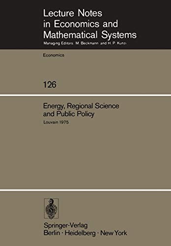 Cover for Energy, Regional Science and Public Policy