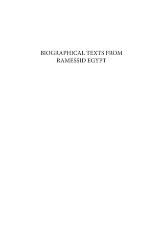 Cover for Biographical texts from Ramessid Egypt