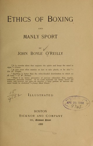 Cover for Ethics of boxing and manly sport