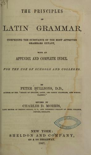 Cover for The principles of Latin grammar