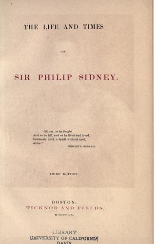 Cover for The life and times of Sir Philip Sidney