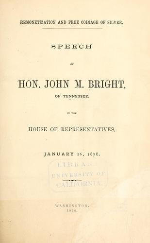 Cover for Remonetization and free coinage of silver