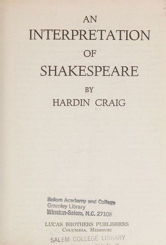 Cover for An interpretation of Shakespeare.