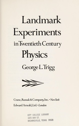 Cover for Landmark experiments in twentieth century physics