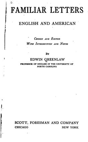 Cover for Familiar letters, English and American