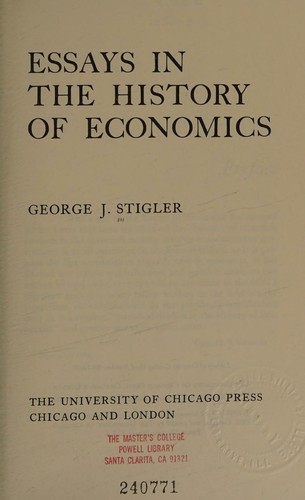 Cover for Essays in the history of economics