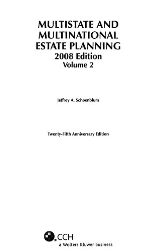 Cover for Multistate and multinational estate planning