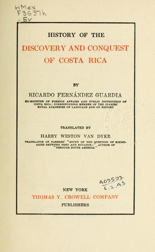 Cover for History of the discovery and conquest of Costa Rica
