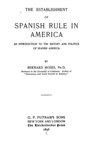 Cover for The establishment of Spanish rule in America