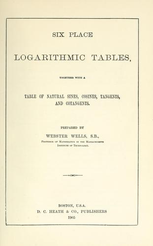 Cover for Six place logarithmic tables