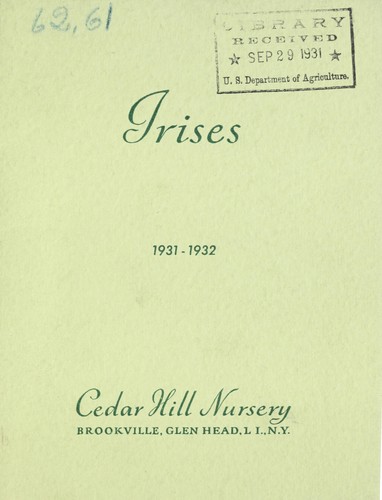 Cover for Irises, 1931-1932