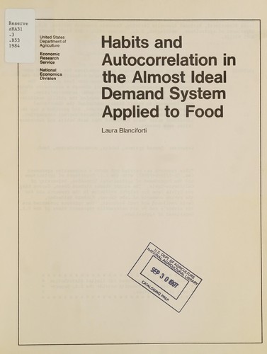 Cover for Habits and autocorrelation in the almost ideal demand system applied to food