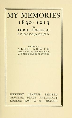 Cover for My memories, 1830-1913