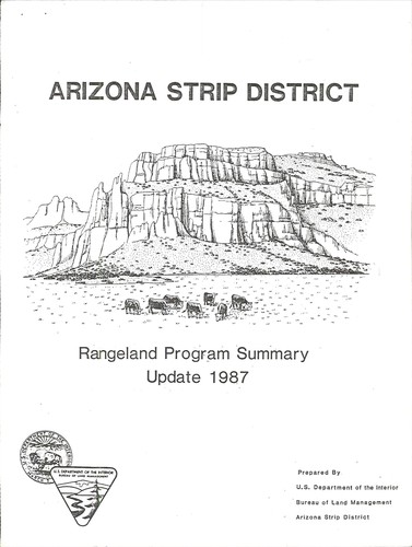 Cover for Arizona Strip District rangeland program summary update 1987