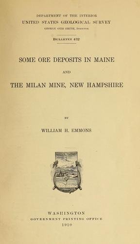 Cover for Some ore deposits in Maine