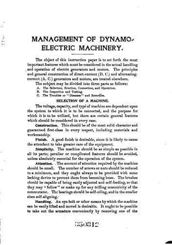 Cover for Management of Dynamo-electric Machinery