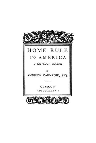 Cover for Home rule in America