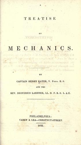 Cover for A treatise on mechanics