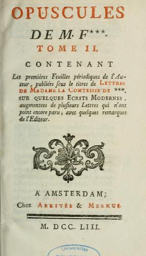 Cover for Opuscules de M.F.