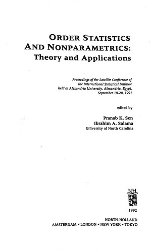 Cover for Order Statistics and Nonparametrics: Theory and Applications 