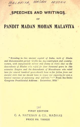 Cover for Speeches and writings.