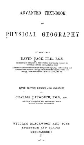 Cover for Advanced text-book of physical geography