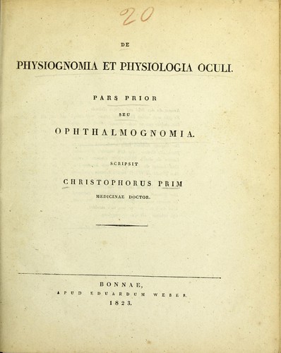 Cover for De physiognomia et physiologia oculi