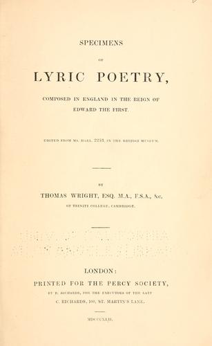 Cover for Specimens of lyric poetry, composed in England in the reign of Edward the First