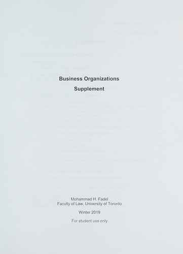 Cover for Business organizations