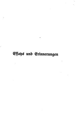 Cover for Essays und Erinnerungen